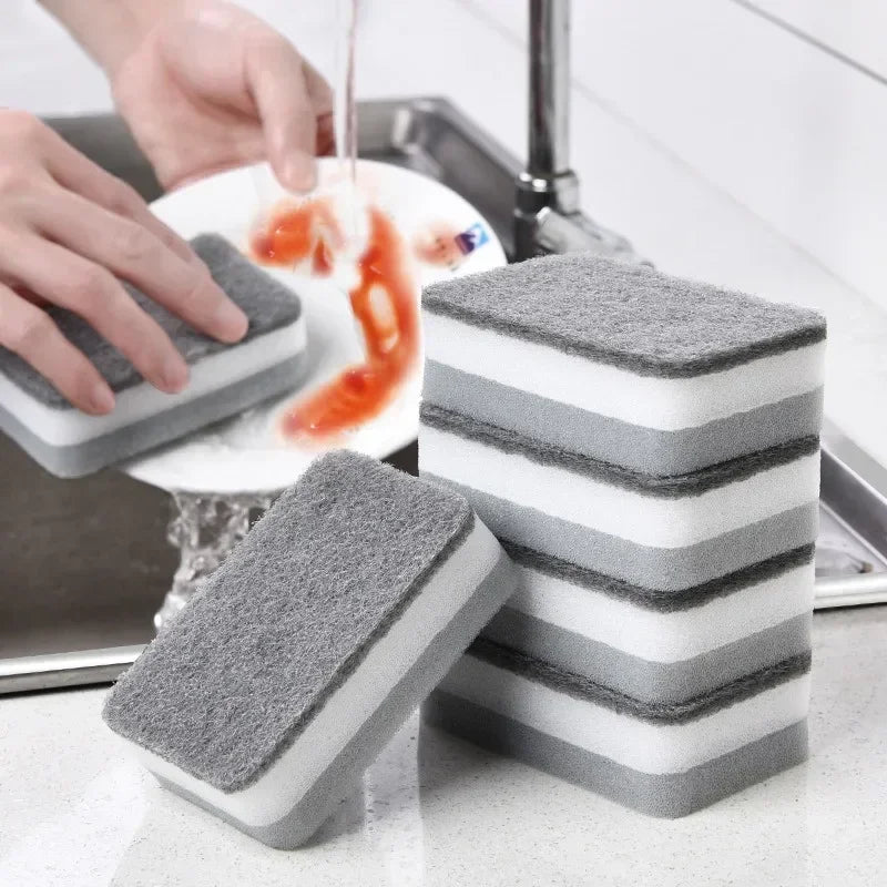 1/50PCS Double-Sided Cleaning Sponges Absorbent Sponges Household Scouring Pads Reusable Kitchen Tableware Cleaning Brushes