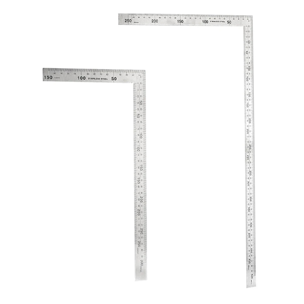 1pc 150 x 300mm / 250 x 500mm 90 Degree Stainless Steel Right Angle Ruler for Woodworking / Office