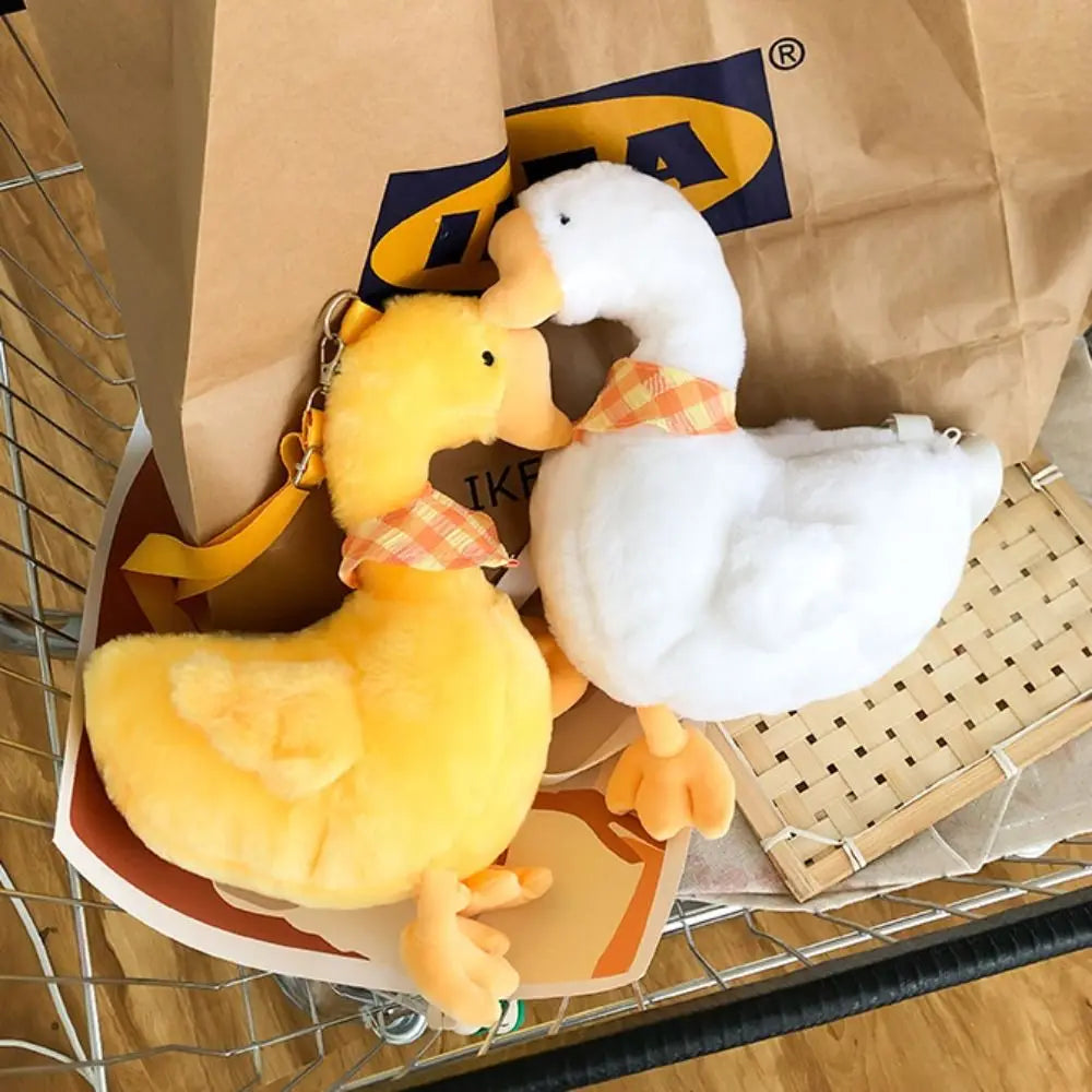 Portable Zipper Big Goose Bag Fluffy Solid Color Cute Duck Crossbody Bag Large Capacity Shoulder Bags Streetwear