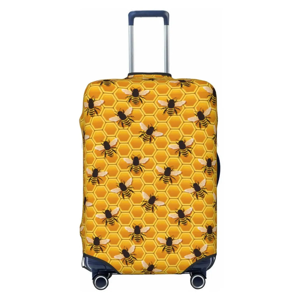 Honeycomb With Bees Suitcase Cover Elastic Cute Honey Bumblebee Luggage Protective Covers for 18-32 inch