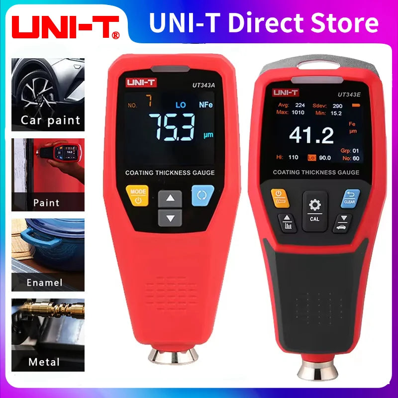 UNI-T Coating Thickness Gauge UT343E 0-2000µm Car Film Paint Thickness Tester TFT Screen Display With Bluetooth  UT343A UT343D