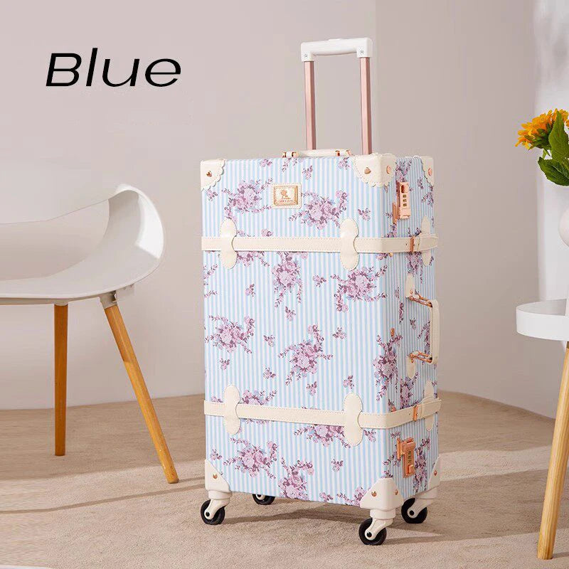 Fashion popular perfect Trolley Suitcase Women Flowers 20/22/24/26 inch stylish Rolling Luggage with handbag brand travel valise