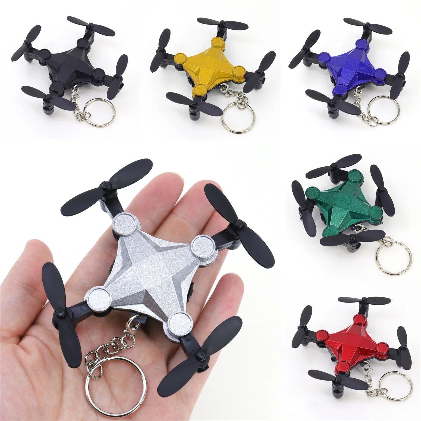 Creative Foldable Mini Drone Model Partial Alloy Flying Toy Keychain Helicopter Souvenir Collection Gift Decoration Accessorie