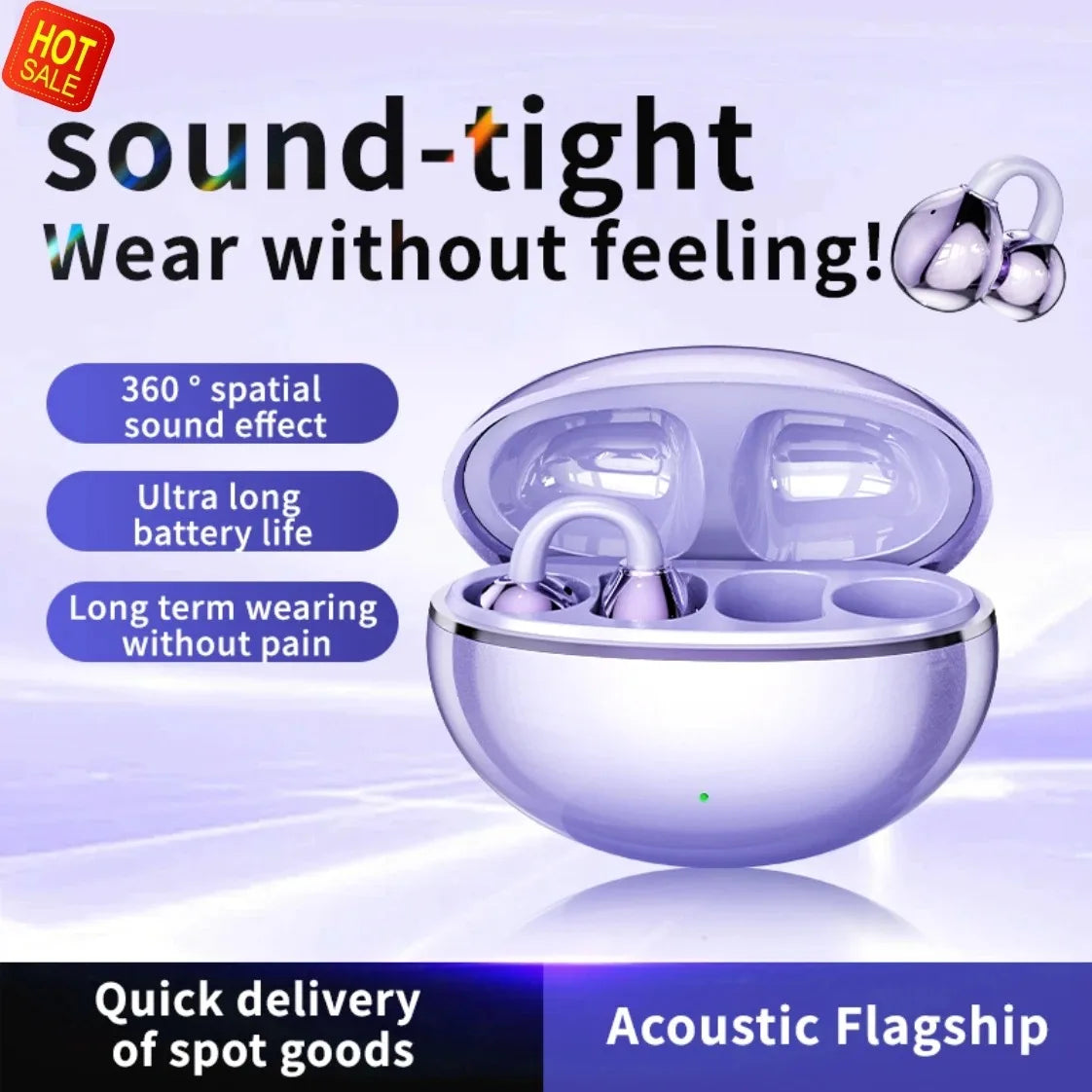 Hot Selling NEW M91 Wireless Ear Clip Earphones Bluetooth High-Definition Calling Touch Earphones for Gaming, Music and Sports