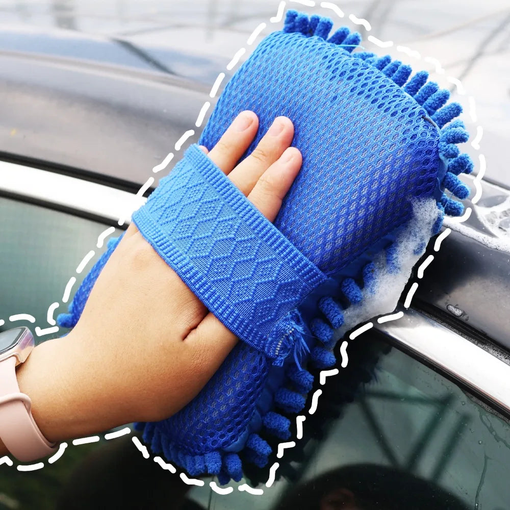 Microfiber Chenille Car Wash Sponge Scratch-Free Cleaning Brush Pad for Cars Motors Floors High Absorbency Durable Car Wash Tool