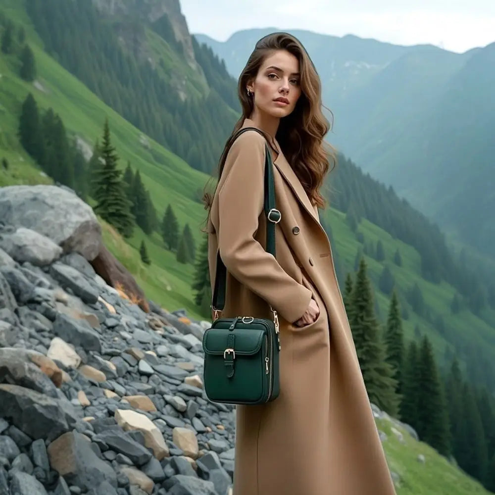 Leather Women Messenger Bag with Adjustable Removable Strap Anti-theft Crossbody Leather Bag Vintage Large Capacity