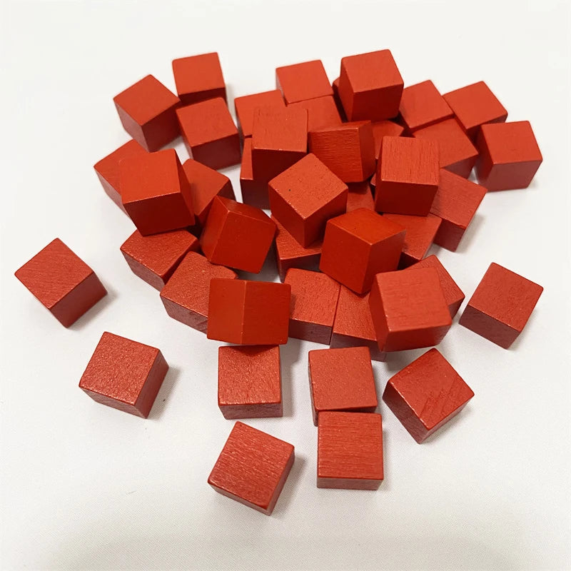 100Pcs/lots 10mm Wood Cubes Colorful Dice Chess Pieces Right Angle For Token Puzzle Board Games Early Education