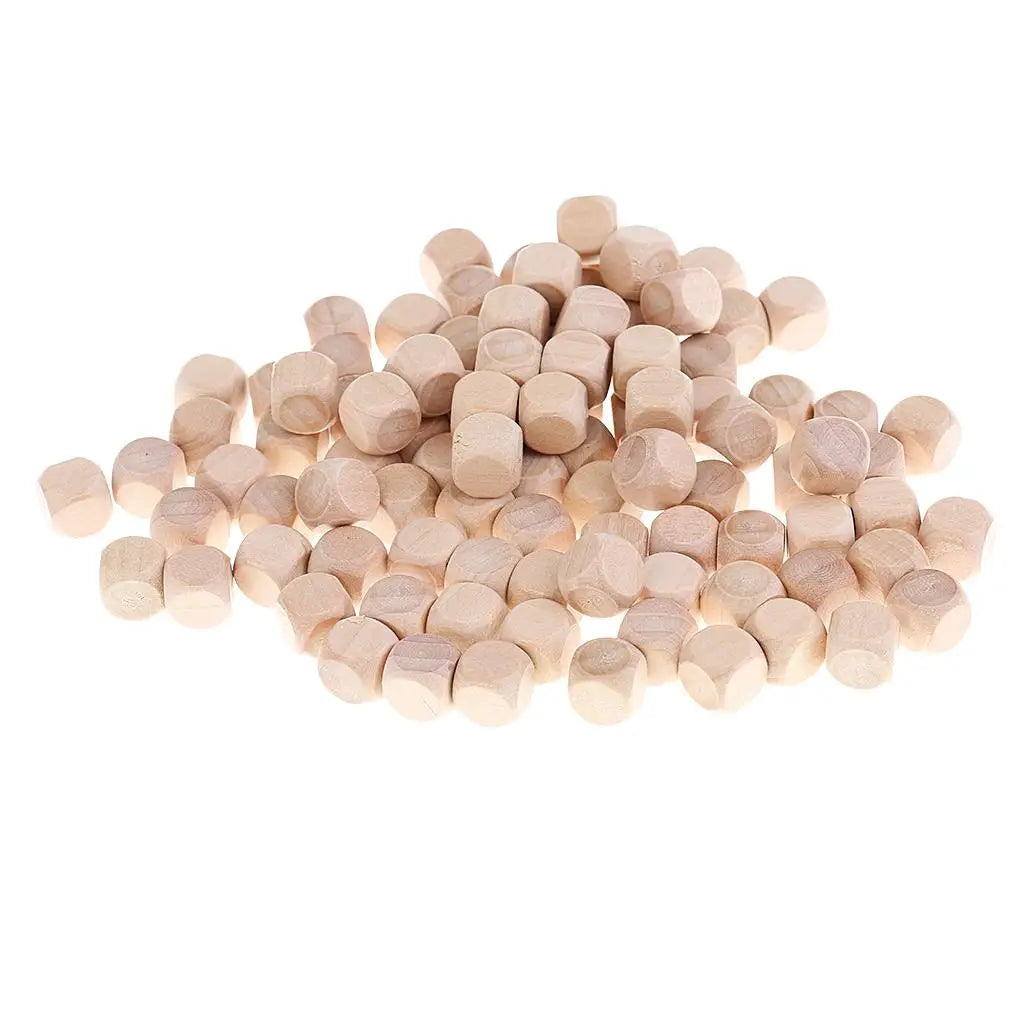 MagiDeal 50Pcs/Lot Wood Blank Dice 16mm Game Dice for DIY Decor Craft Projects Table Card Role Playing Games D&D DND MTG Toys