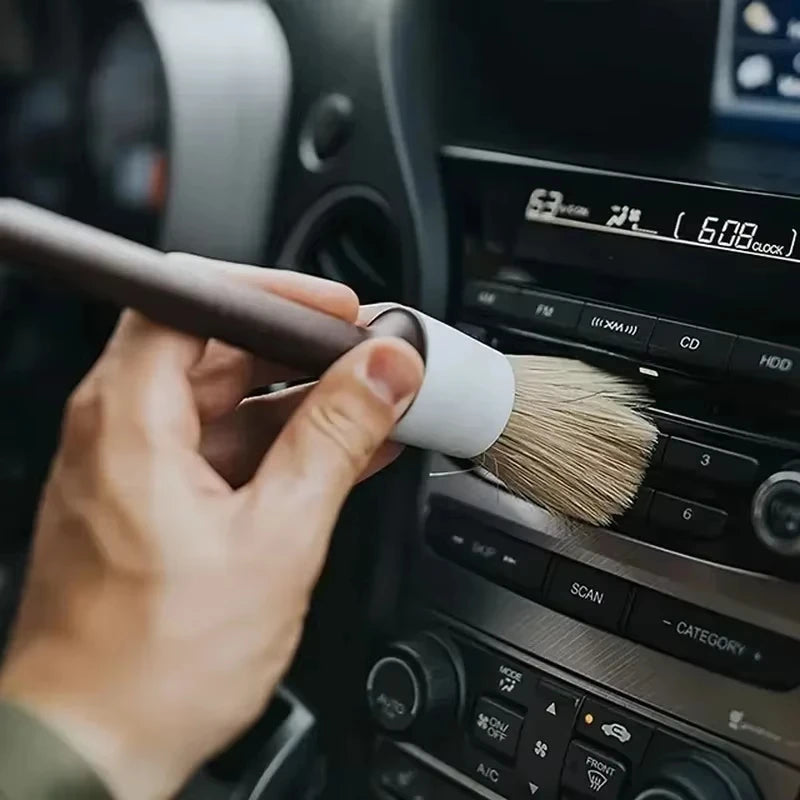 3PCS Car Exterior Interior Detail Brush Boar Hair Bristle Brushes for Car Cleaning Auto Detail Tools Dashboard Cleaning Brush