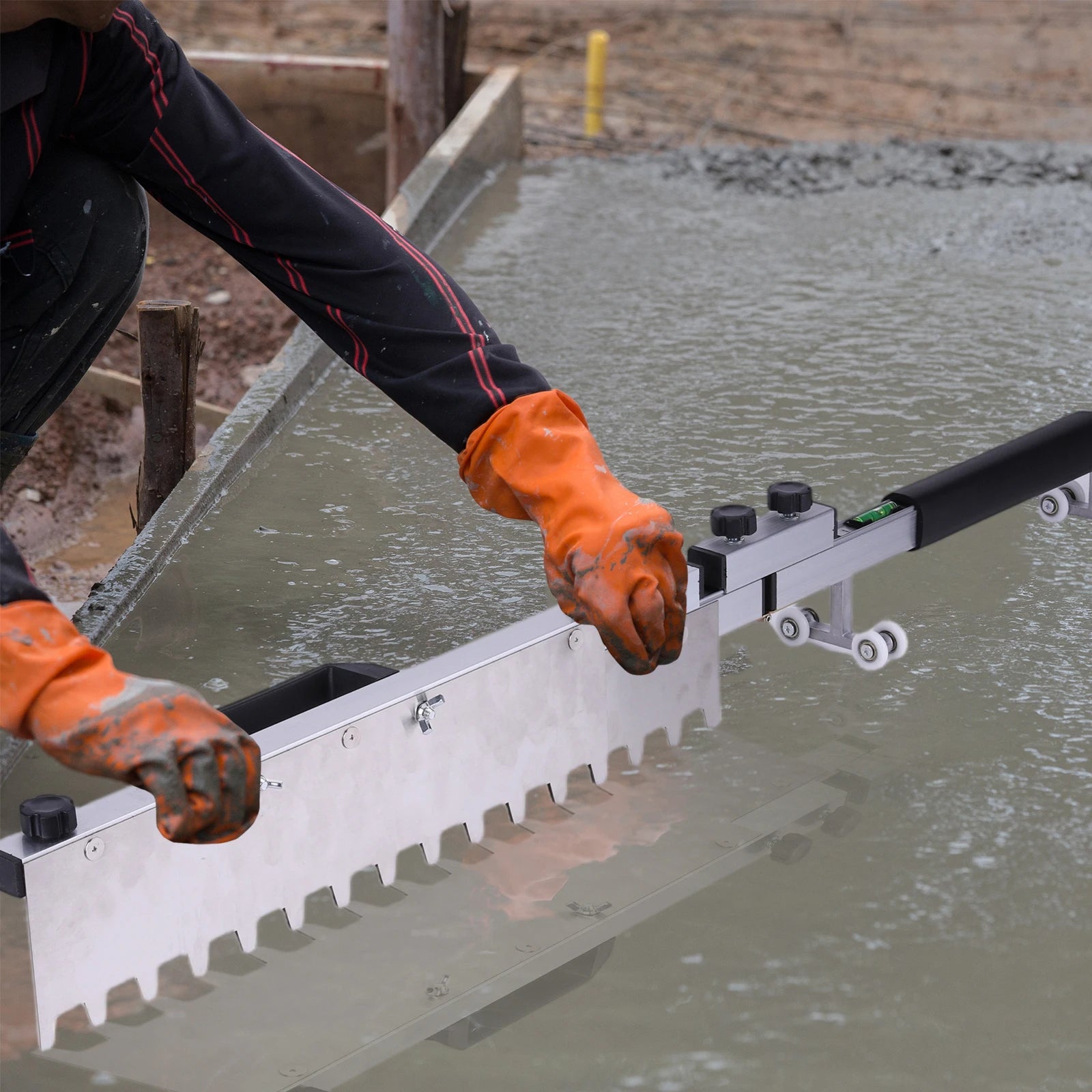 Leveling System Foldable Flat Sand Leveling Tool with Teeth Aluminum Alloy Smoothing Trowel Adjustable Length for Tiles Flatting