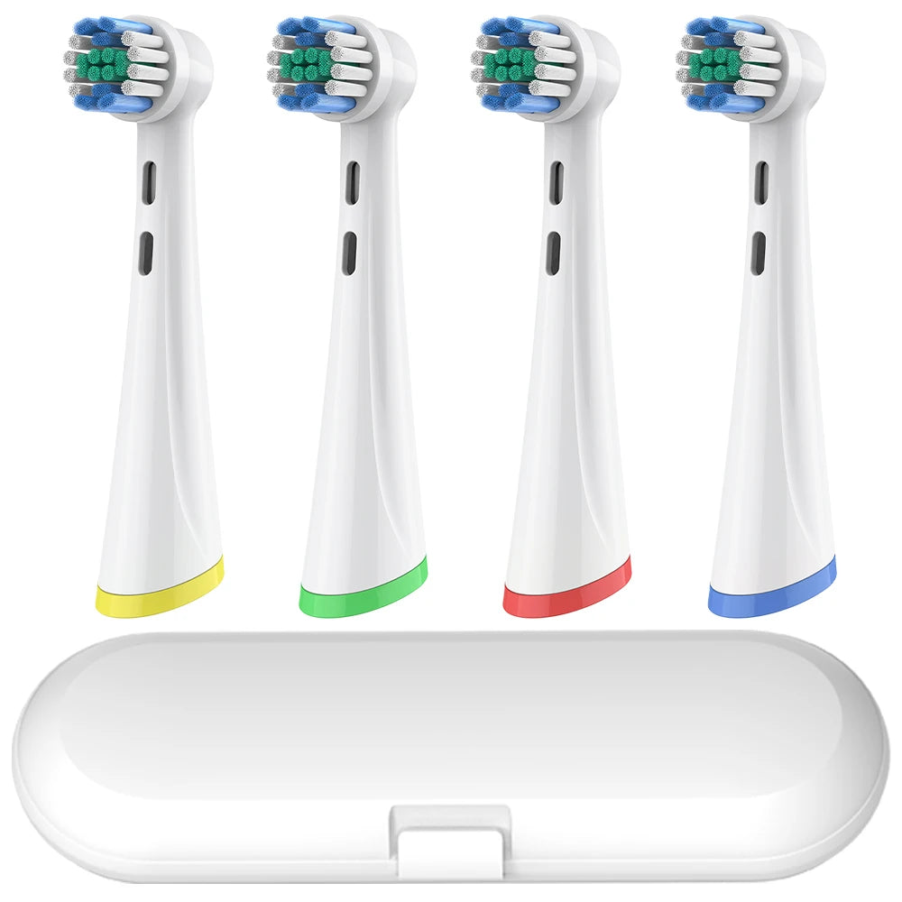 Toothbrush Travel Container & Rotating Replacement Brush Heads Compatible with Oral B iO 2/3/4/5/6/7/8/9/10 Electric Toothbrush