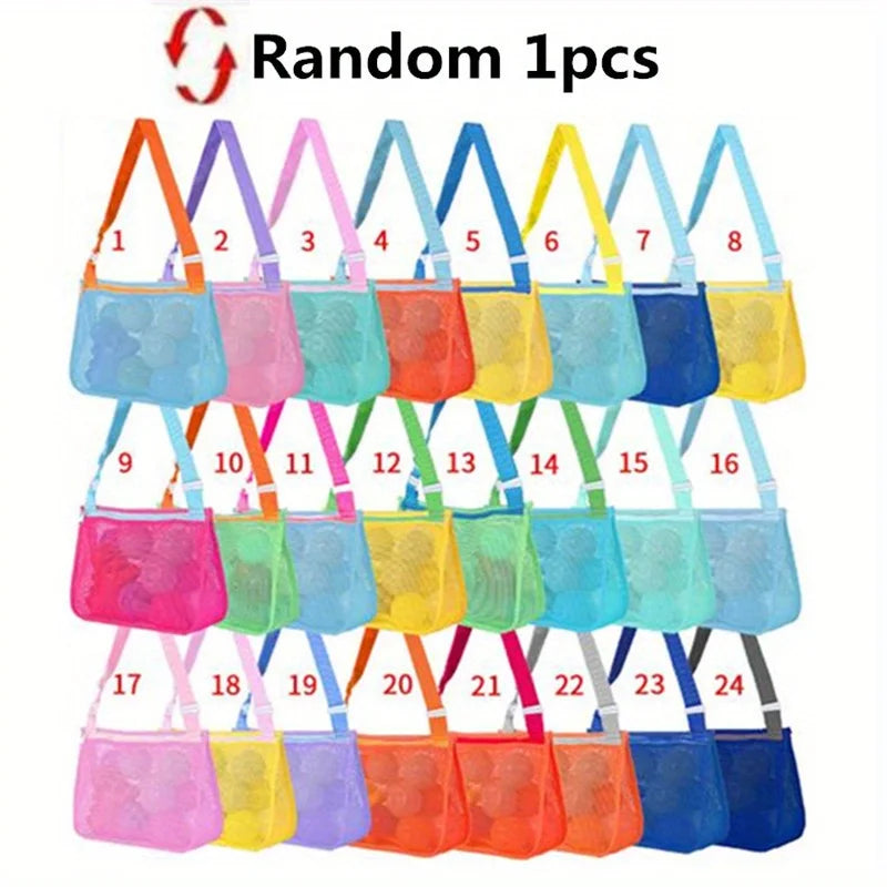 1pcs Mesh Beach Bags, Colorful Hollow Crossbody Bag, Toilet Bag, Adjustable Strap for Summer Daily Phone Storage Bag Bolsas