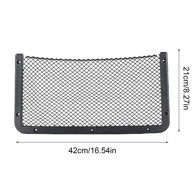 Mesh Cargo Net For Car ABS Frame Car RV Cargo Net Mesh Bag Boat Storage Pouch With Hooks Cell Phone Holder With Screws And Tape