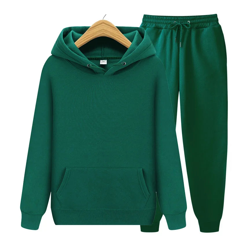 New Womens Solid Color Sets Hoodies Pants Autumn Winter Hooded Sweatshirt Sweatpants Hoodie Pant Hoody Pullover Female Suit