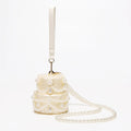 Cake shape clutch bag acrylic pearl color Evening dinner party purse Bag beaded box handbag