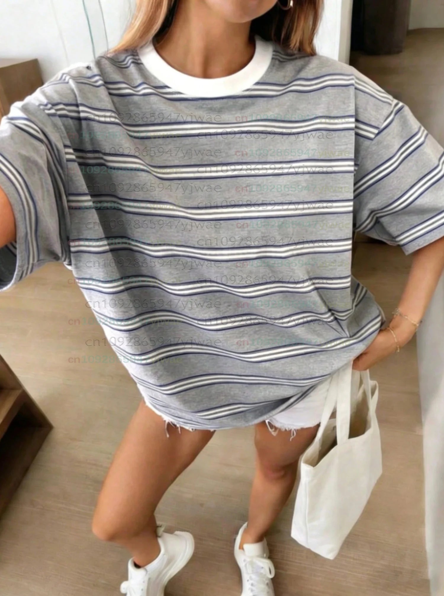 2026 Womens men plus size Short Sleeve stripe  Print T-Shirt Girl Round Neck Tee Outdoor Sports plus-size women's clothing