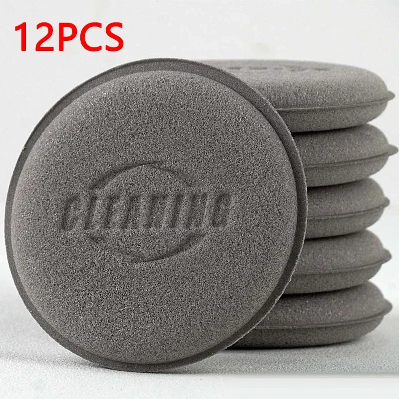 12Pcs Car Waxing Polishing Pad Home Car Wash Care 10cm Car Cleaning Kit Car Foam Sponge Wax Applicator Cleaning Detailing Pads
