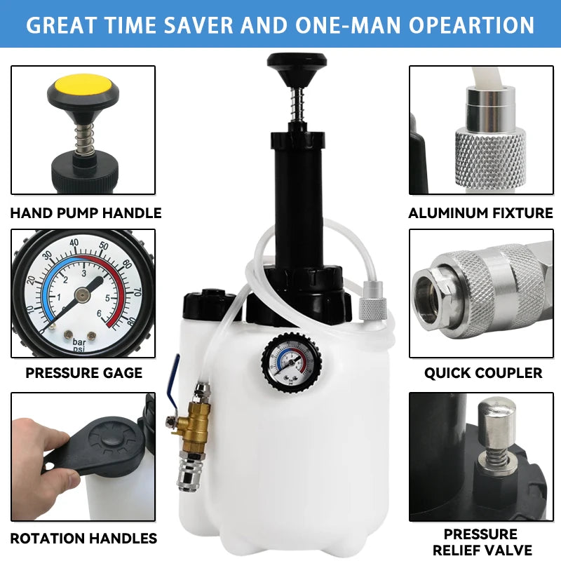 3L Transmission Fluid Pump Manual Oil Transfer Pump Fluid Transfer Pump Oil Filling Filler System ToolKit with 8PCS Adapters