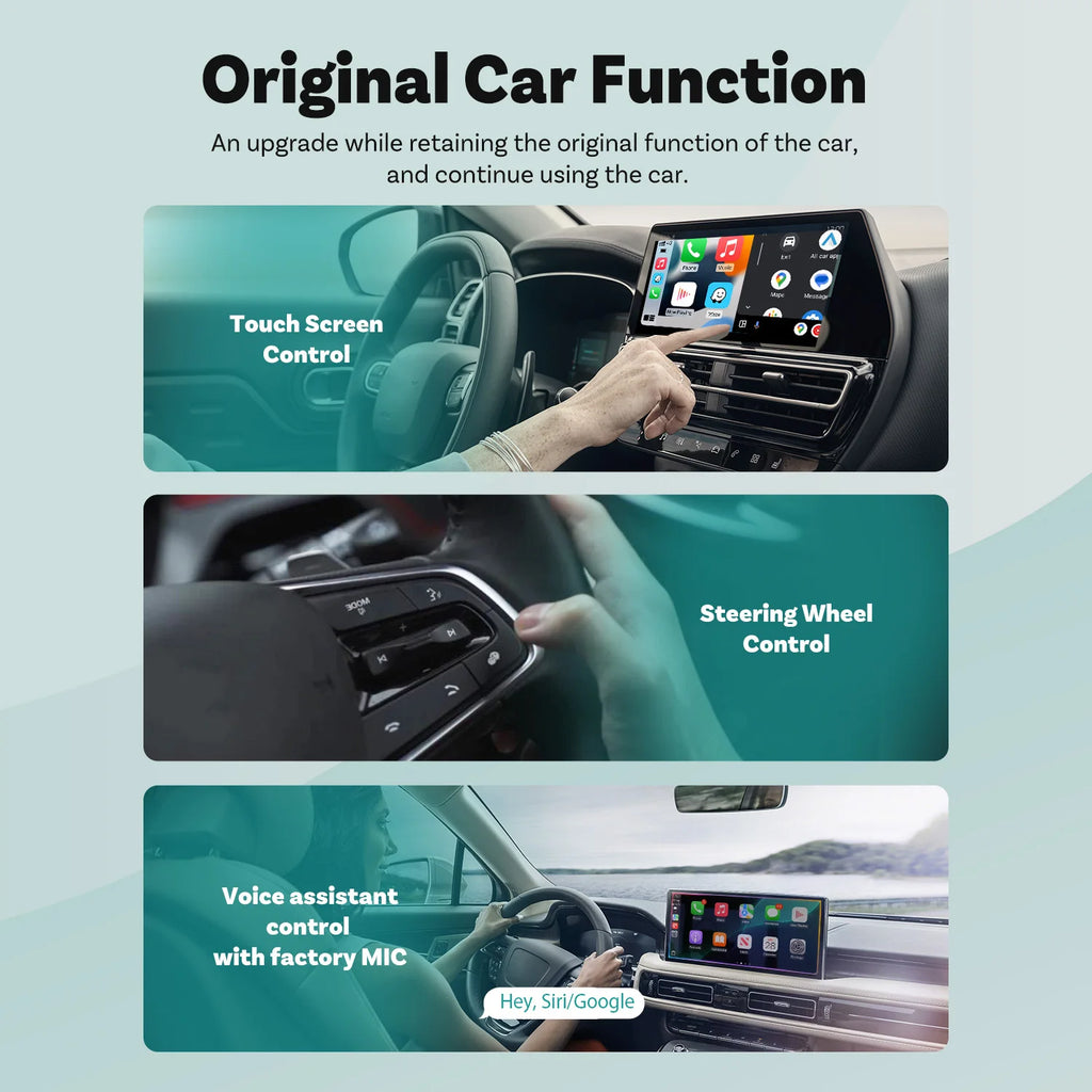 Ottocast 3.0 Mini Slim Wireless CarPlay Adapter Android Auto Dongle Plug Play Bluetooth 5.0 Wifi Auto Connect for 98% of Cars