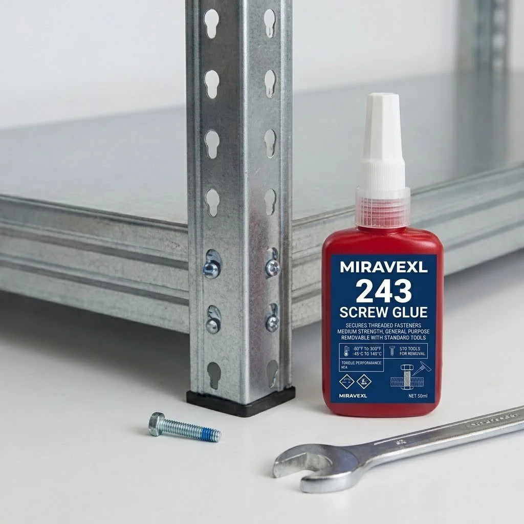 MIRAVEXL 30/50ml 243 Medium Strength Blue Thread Locker, Anaerobic Metal Adhesive for Anti-Loosening & Corrosion Prevention