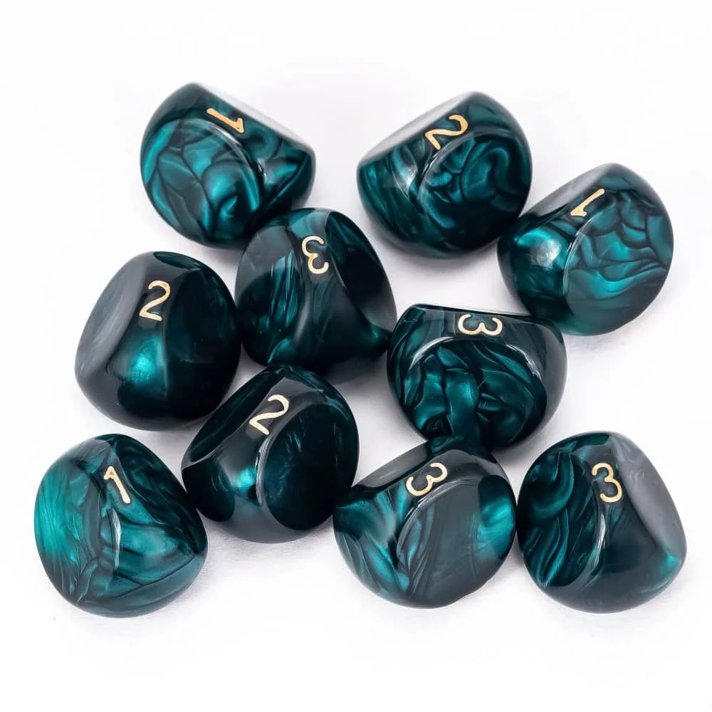 10Pcs D3 Pearl Texture Game Dice 3 Sides D3 Die New Design 16mm Unique Polyhedral Dice Set for Tabletop Role Playing Board Games