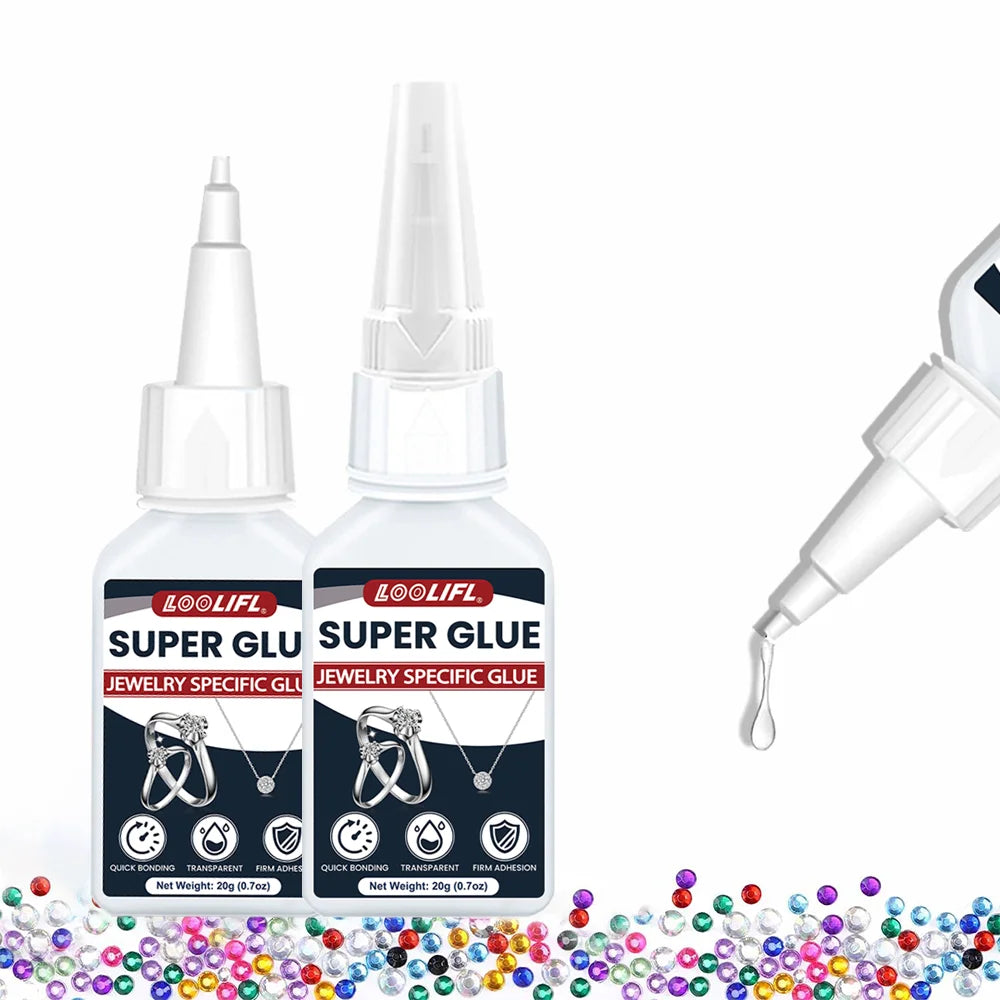 LOOLIFL 20g Jewelry Super Glue - Clear Strong Adhesive for Rings, Necklaces, Earrings & DIY Crafts, Quick Bonding Repair 1-5pcs