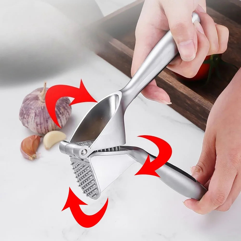 1PC Garlic Press Zinc Alloy Garlic Mincer Crusher with Ergonomic Soft Grip Handle Easy to Squeeze Clean Kitchen Tools Home Use