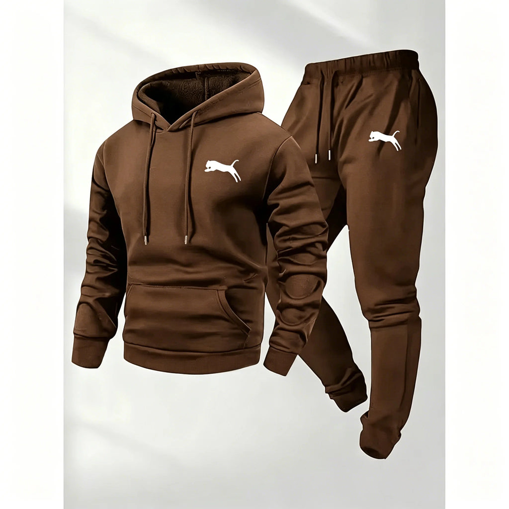 2026 Hot Selling Men's Hooded Sweatshirt & Pants Set Casual Tracksuit Streetwear Sportswear Fitness Jogger Outfit Two Piece Set