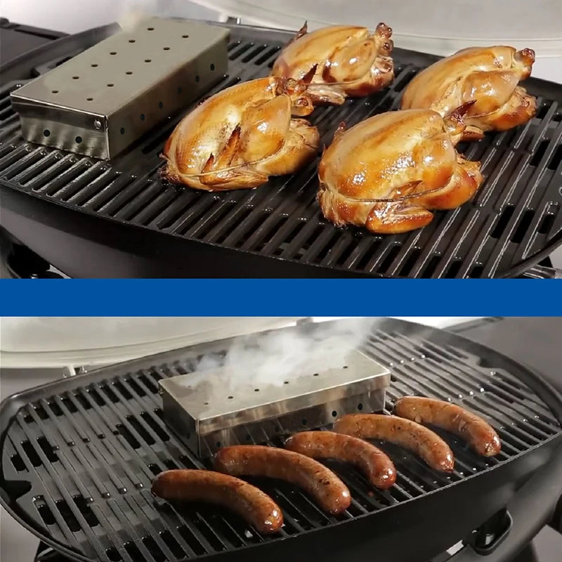 1pcs Stainless Steel Smoked Box Barbecue Sawdust Smoked Box Adds Smoked Barbecue Flavor To Gas Or Charcoal Grills