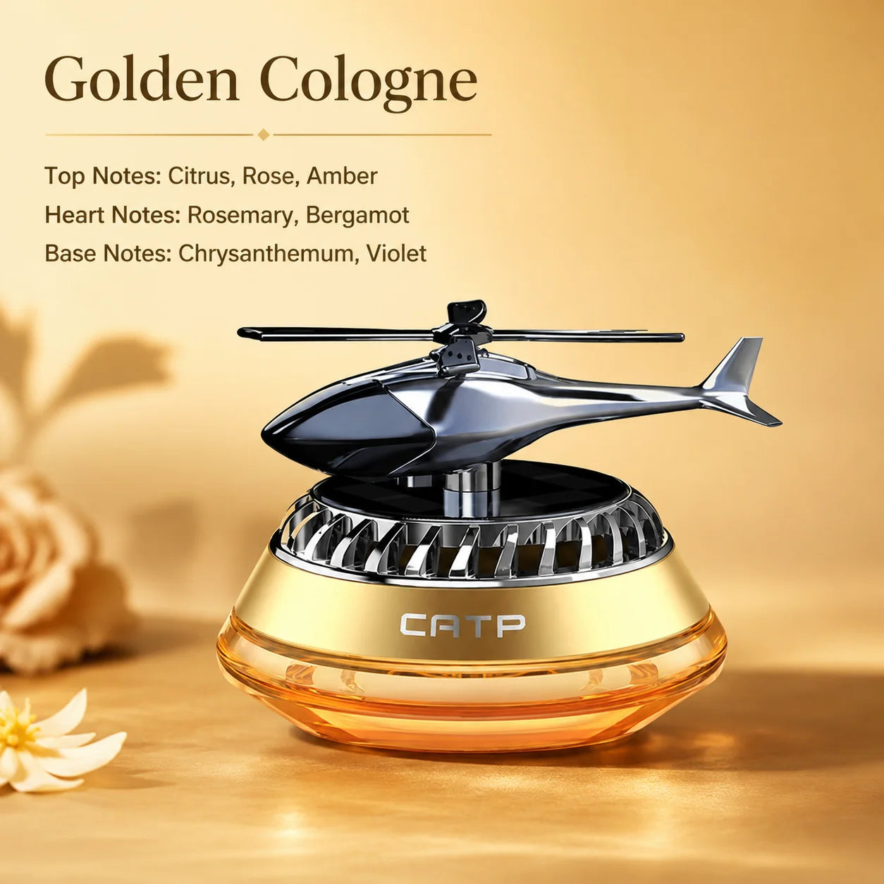 Solar-powered Car Air Freshener Helicopter-style Car Perfume Car Fragrance Odor Remover Long-lasting Light Scent