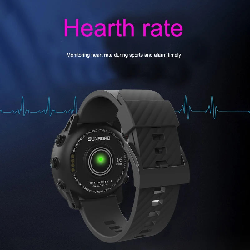 Bluetooth Sports Watch Touch Outdoor Running Cycling Diving Fishing Triathlon Heart Rate Waterproof Compass Tracker Data Store