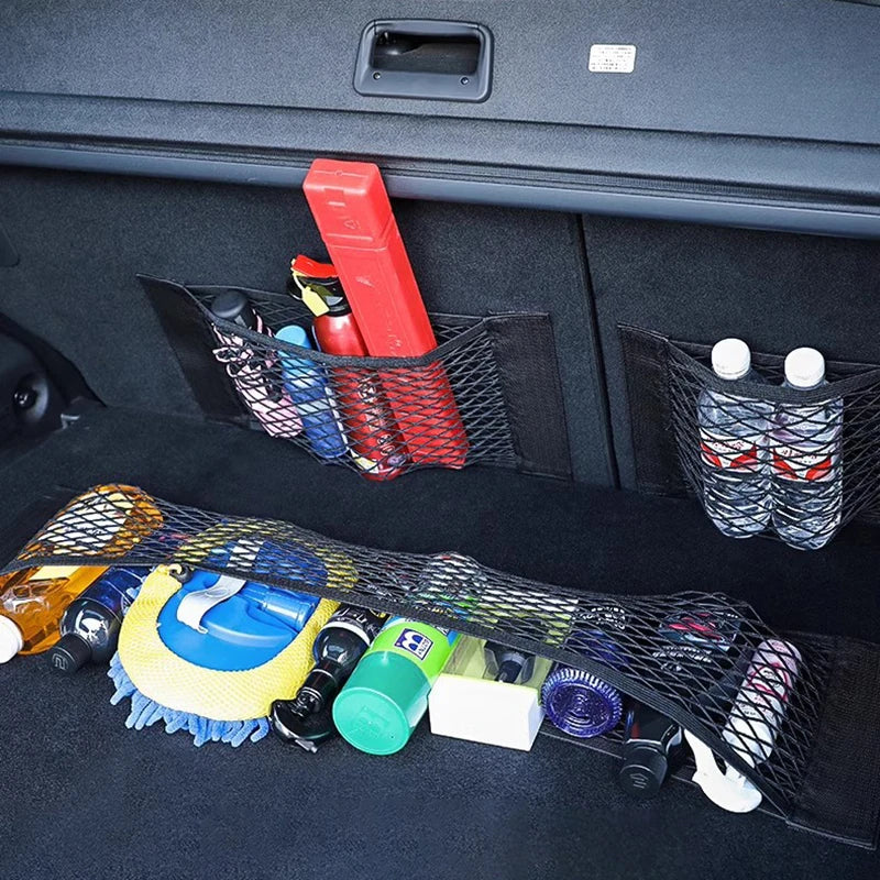 Car Trunk Storage Net Pocket Velcro Car Trunk Supplies Storage Net Car Storage Bag Fixation Artifact