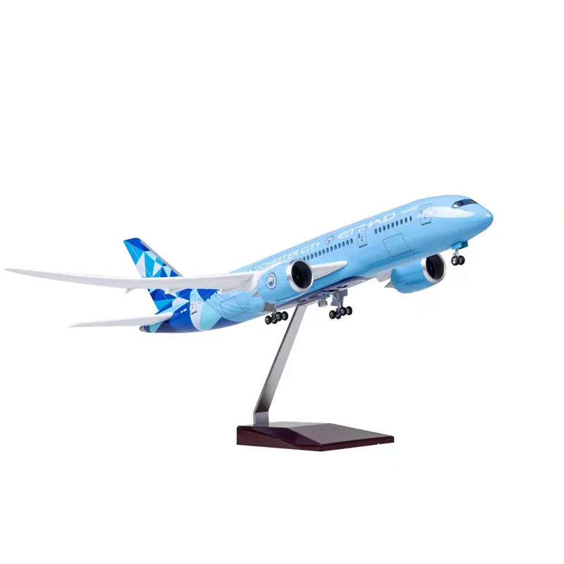 1:130 Scale Diecast Model Etihad Airways Boeing 787 Manchester City livery Resin Airplane Airbus Collection Display Toy