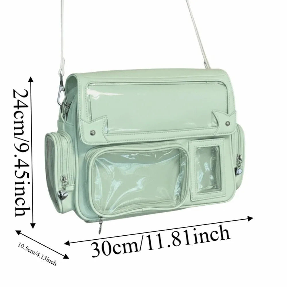 Transparent Convertible Ita Backpack PU Leather Solid Color Kawaii Uniform Bag Ita Japanese Style Waterproof