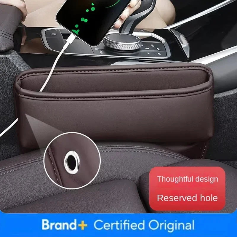 Car Seat Side Gap Filling Storage Box Keys Card Cup Phone Holder USB Cable Hole Sundries Tidy Organizer Bag Interior Accessories