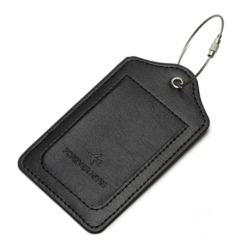 Women Man Anti Loss Wire Rope Loop Leather Luggage Tags Privacy Protection Cover Versatile Baggage Tag Waterproof Boarding Pass