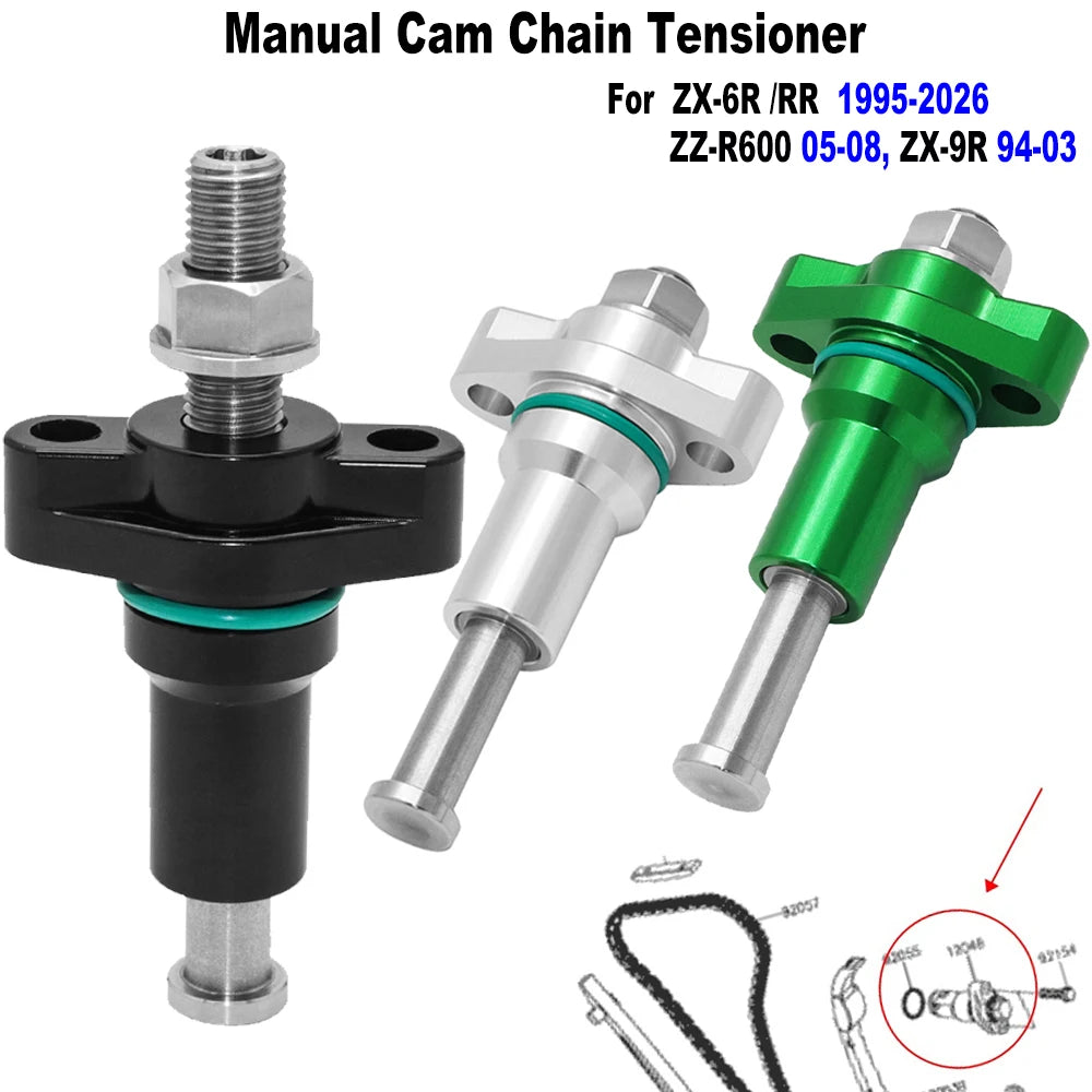 Manual Cam Timing Chain Tensioner For Kawasaki Ninja ZX-6R ZX-6RR KRT 1995-2026, ZX-9R 94-03, ZZ-R600 05-08 -Repl.OE 12048-1181