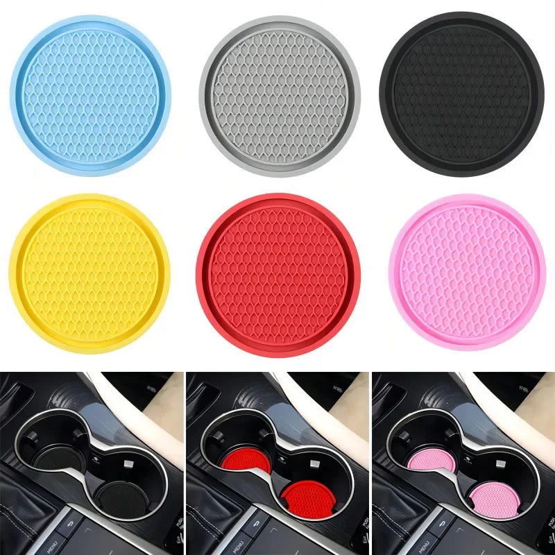 QGB For 2PC Car Cup Holder Anti-Slip Silicone Insert Coaster Mat Universal Car Accessories Black Fit for Most Cars Styling