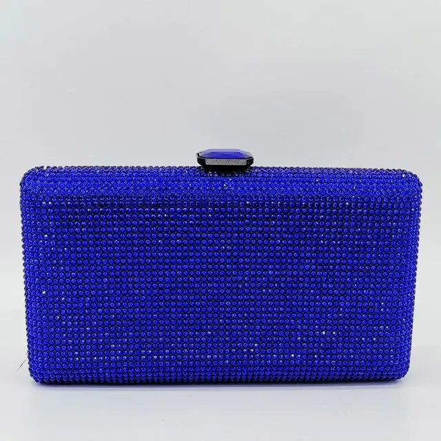 Boutique De FGG Women Black Crystal Clutch Evening Bags Wedding Bridal Rhinestone Box Handbags Party Dinner Diamond Clutch Purse