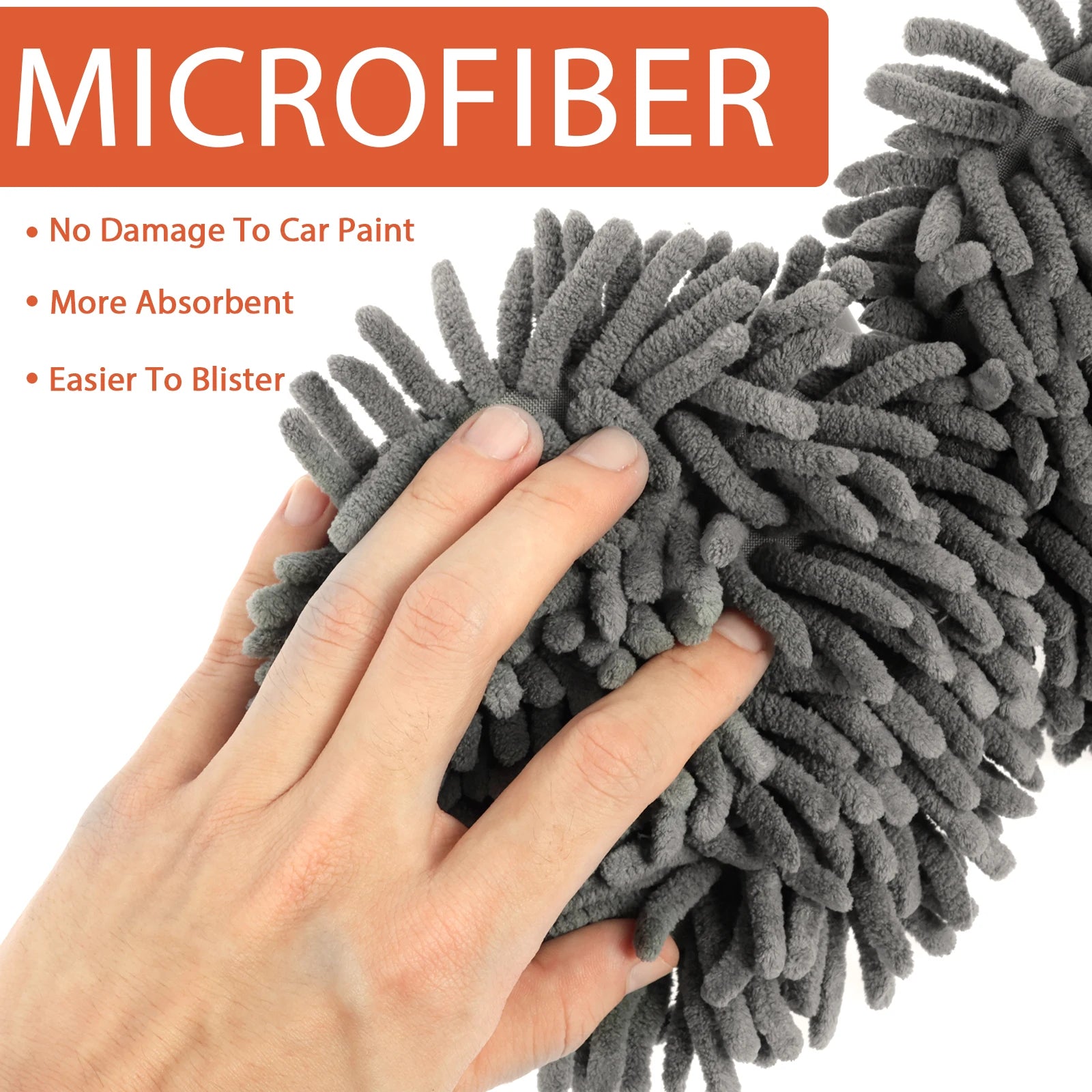 Extendable Microfiber Car Wash Brush Mop Kit with Long Handle 360° Rotating Chenille Car Cleaning Mitt Supplies for Car RV SUV