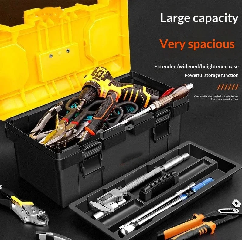 【S】Heavy Duty Thickened Plastic Tool Box With Clear Compartments And Secure Latch Perfect For Home Garage DIY Repair Work