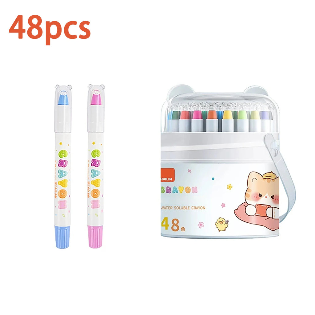 12 - 48 Color Silky Twistable Crayons,Washable Art Supplies,Multicultural Pastel Gel Crayons,Easy Grip Coloring Gift for artist