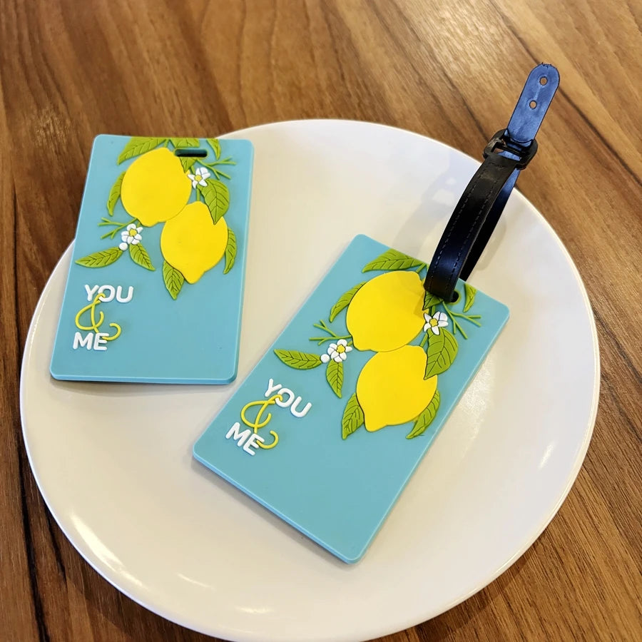 1pc Lemon Luggage Tag Travel Airport Check in Luggage Loss Prevention Identification Hang Tag Identification Tag Trolley Box Han