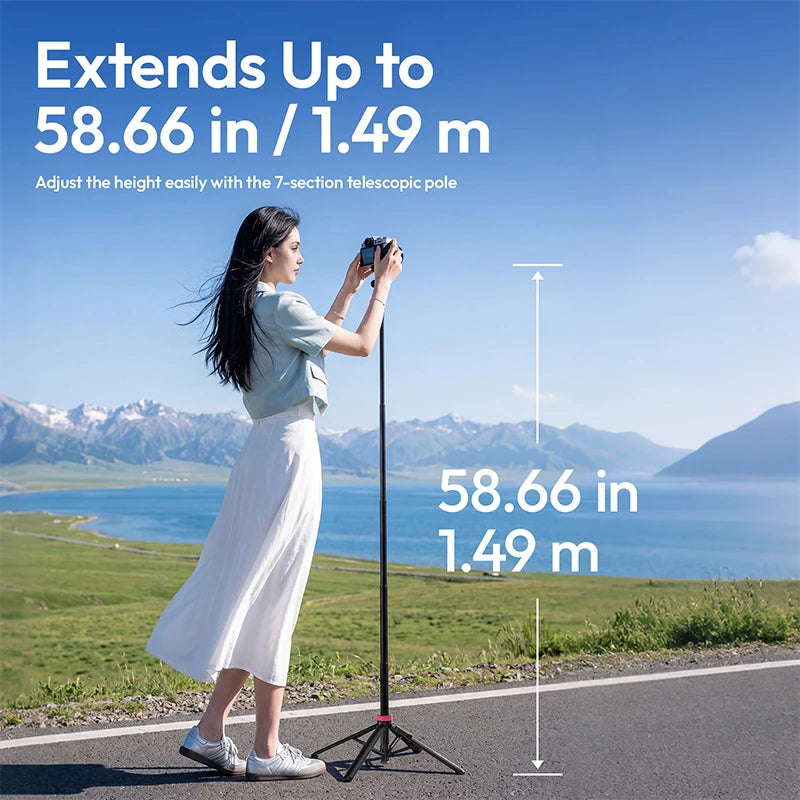 Ulanzi MT-44 M 2-in-1 Magnetic & 1/4' Selfie Stick Tripod 1.49M 360° Ball Head for Phone DSLR Camera Live Streaming