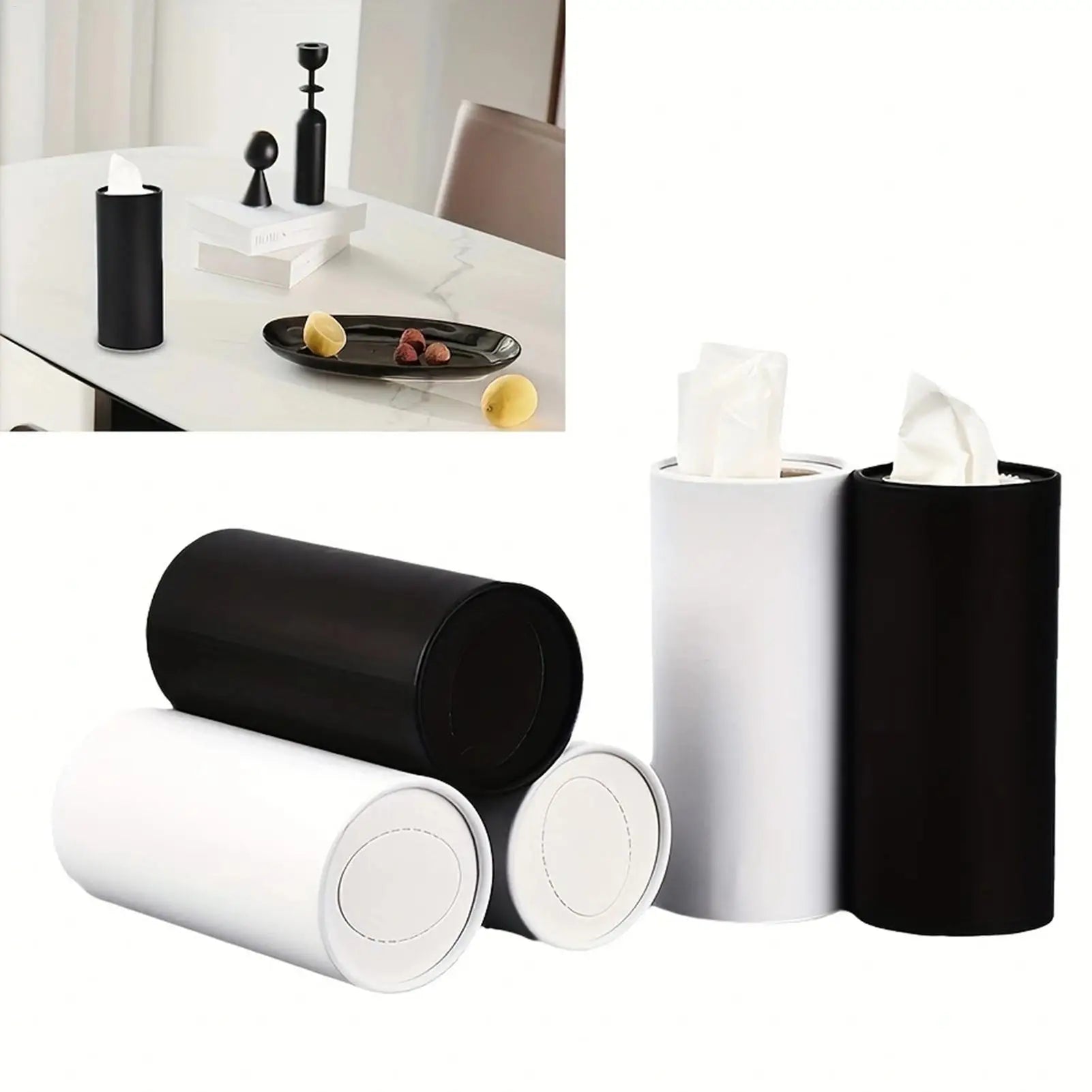 Cup Holder Tissues for Car 2 Pieces Round Car Tissue Box Creative Napkin Bucket Paper Towel Cylinder for Vehicle Rv Truck Daily