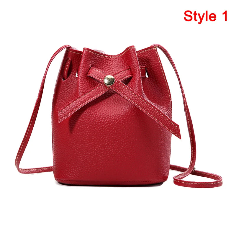Hand Bag Ladies Women's Crossbody Bags Large Capacity PU Leather Bucket Bag Portable Cross Body Bucket Bag Single Shoulder Bag