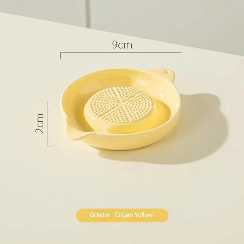 Ceramic Garlic Grater Plate Japanese Style Porcelain Ginger Wasabi Grinder With Spout Kitchen Pasta Making Tool Kitchen Supplies