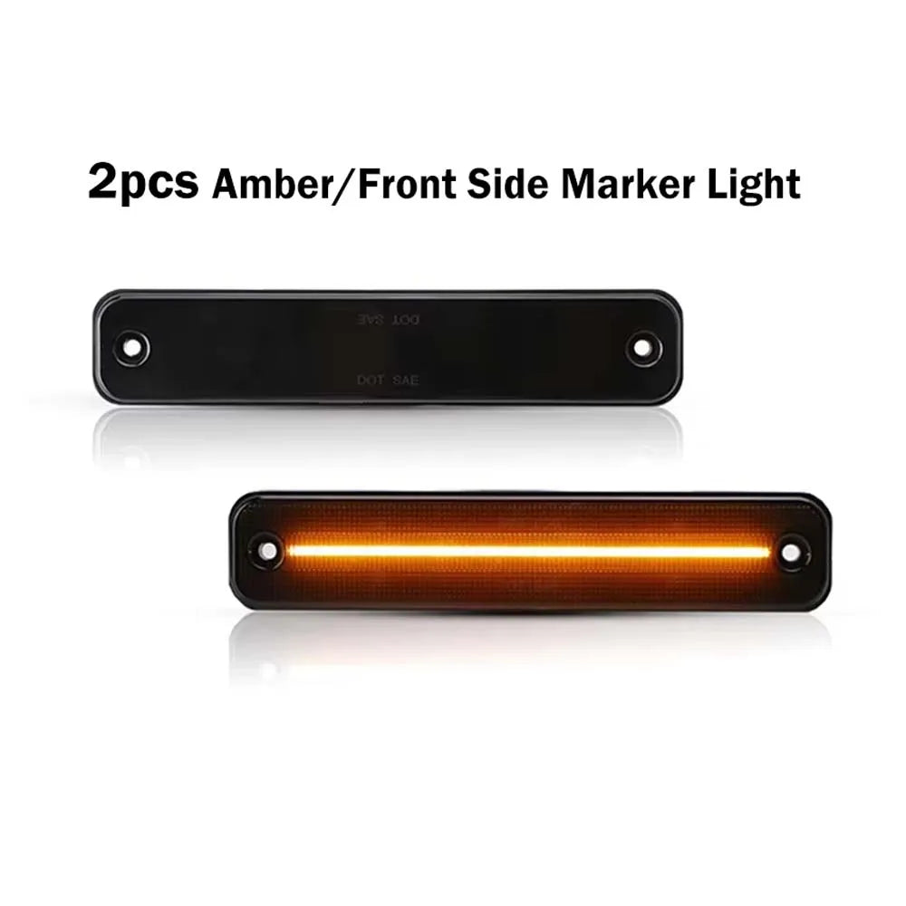 Smoked Lens Front Amber / Rear Red LED Bumper Side Marker Lights Turn Signal Lights Fender Flare Lights For Hummer H2 2003-2009