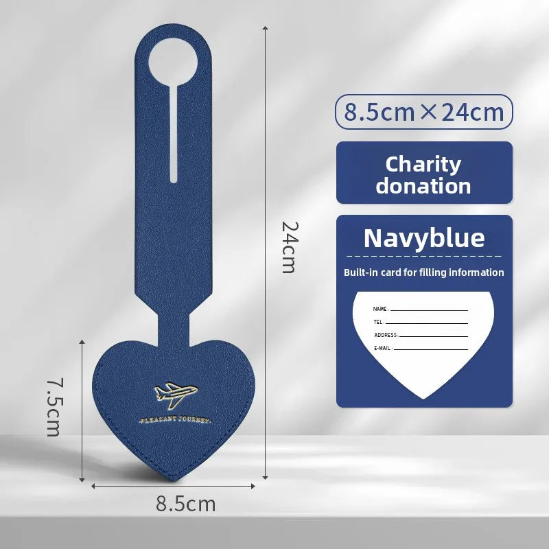 Korean Heart Shaped PU Luggage Tags Women Men Holiday Travel Accessories Suitcase Tag Name ID Address Lable Bag Tags for Luggage