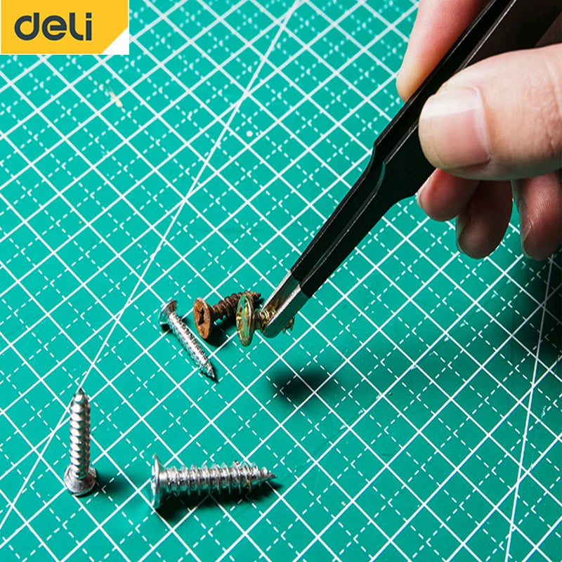 Deli 3 PCS Precision Tweezers Set ESD Anti Static Stainless Steel Tweezers Repair Tools for Electronics Repair Soldering Craft